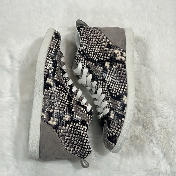 New Paige Annie Snake Embossed Mid Top Goat Leather Sneaker - Picture 8 of 11